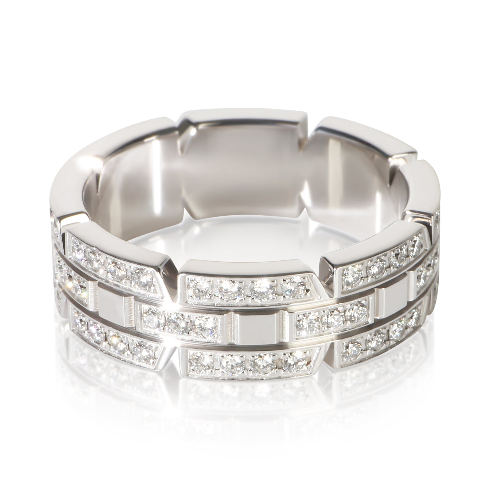 White Gold Diamond Tank Francaise Ring