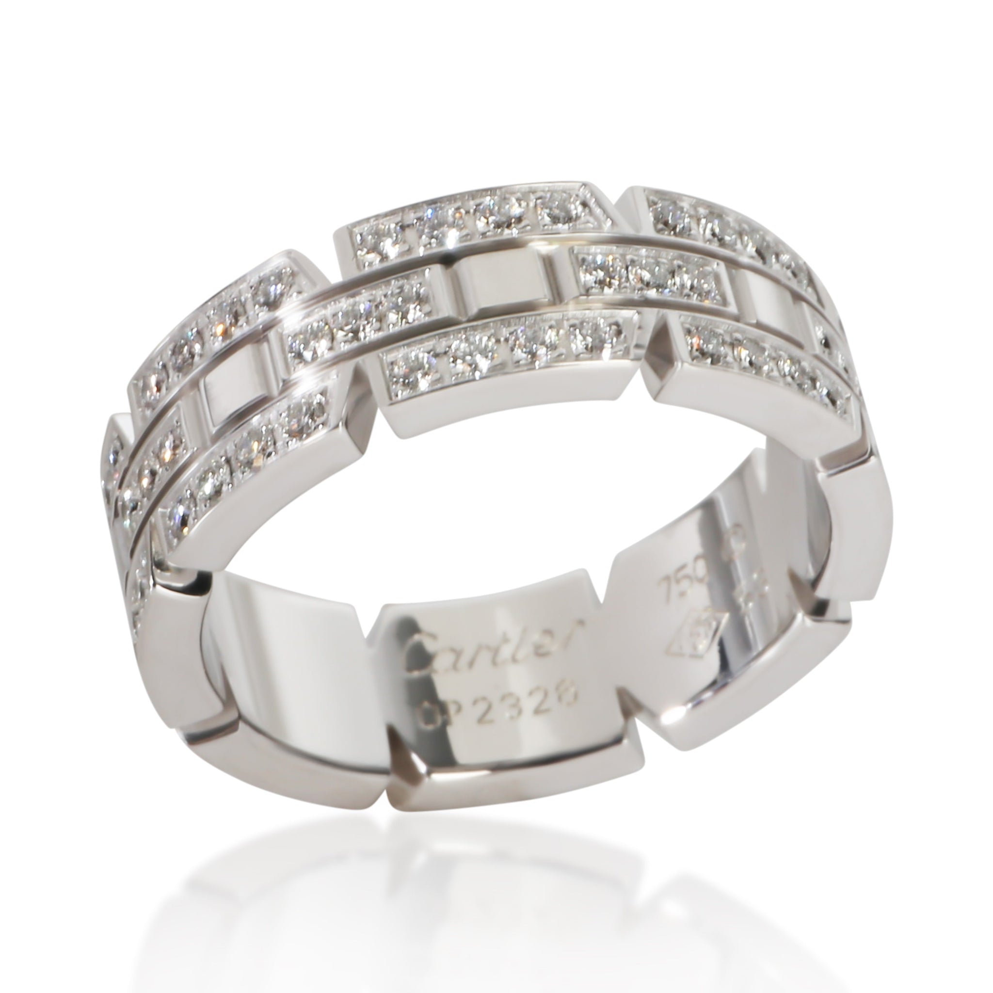 White Gold Diamond Tank Francaise Ring