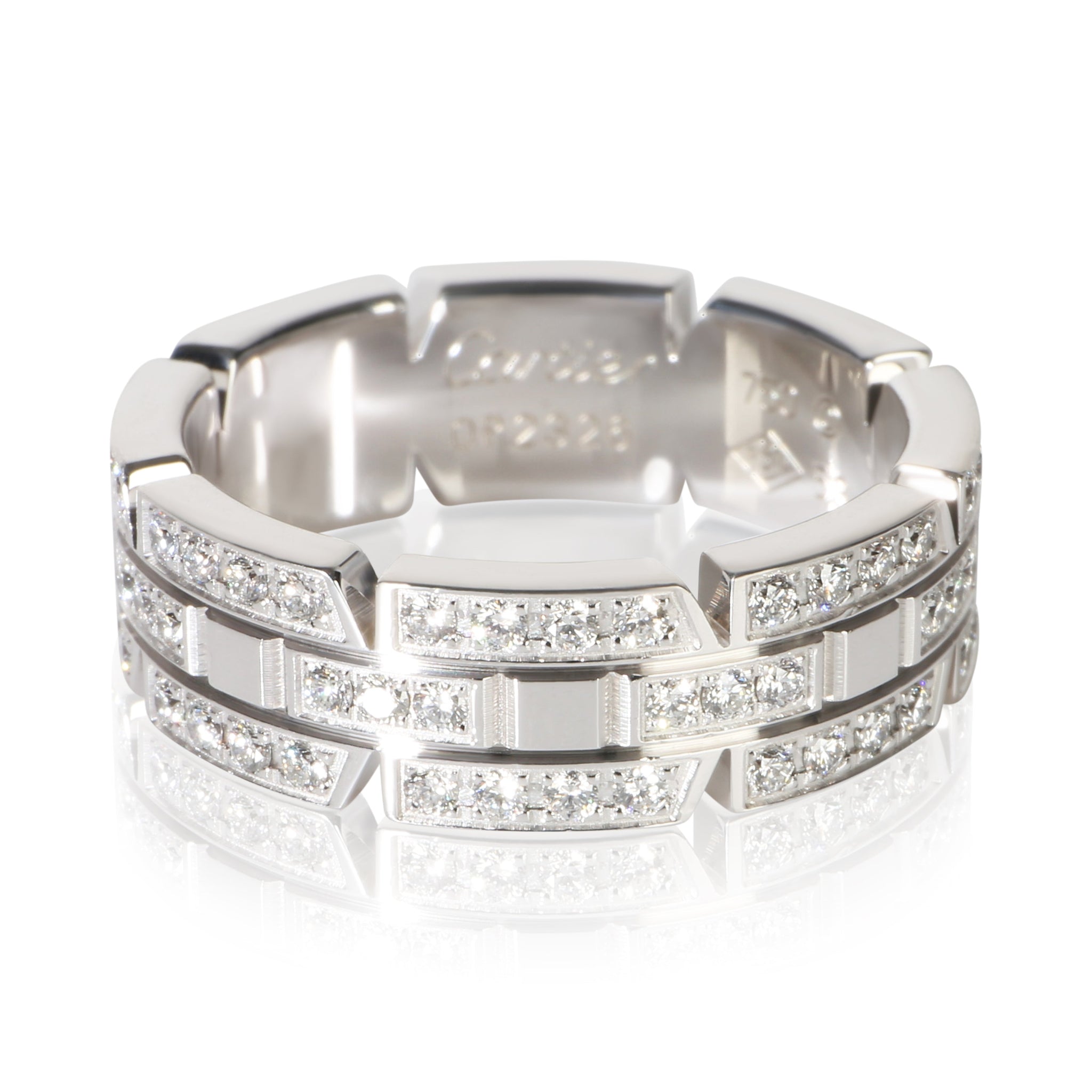 White Gold Diamond Tank Francaise Ring