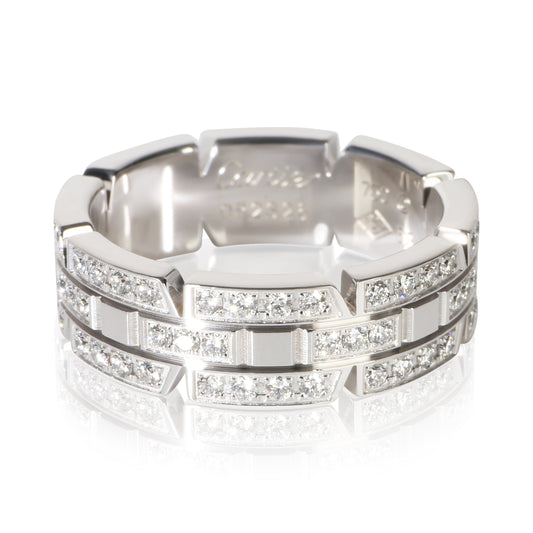 White Gold Diamond Tank Francaise Ring
