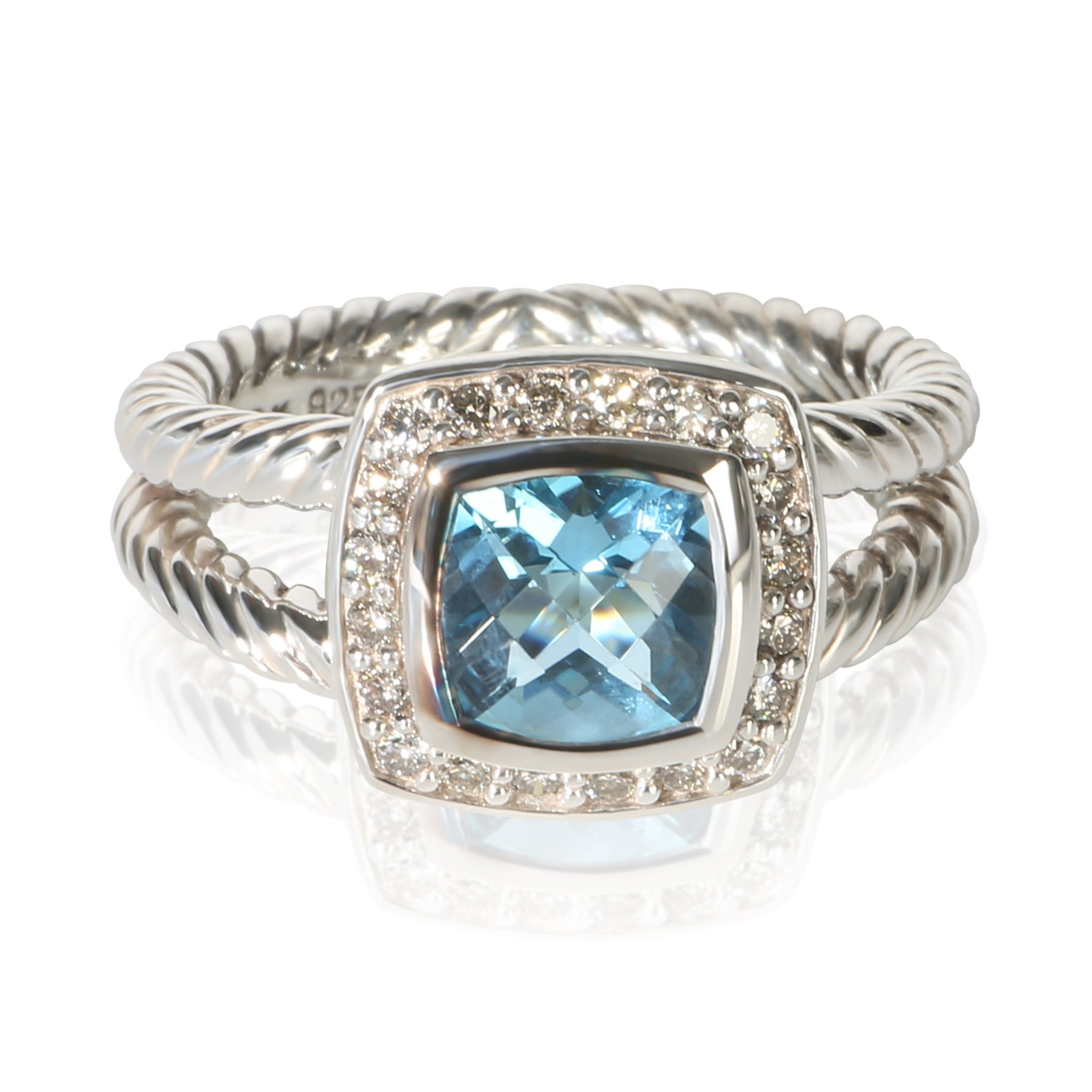 Sterling Silver Topaz and Diamond Petite Albion Ring