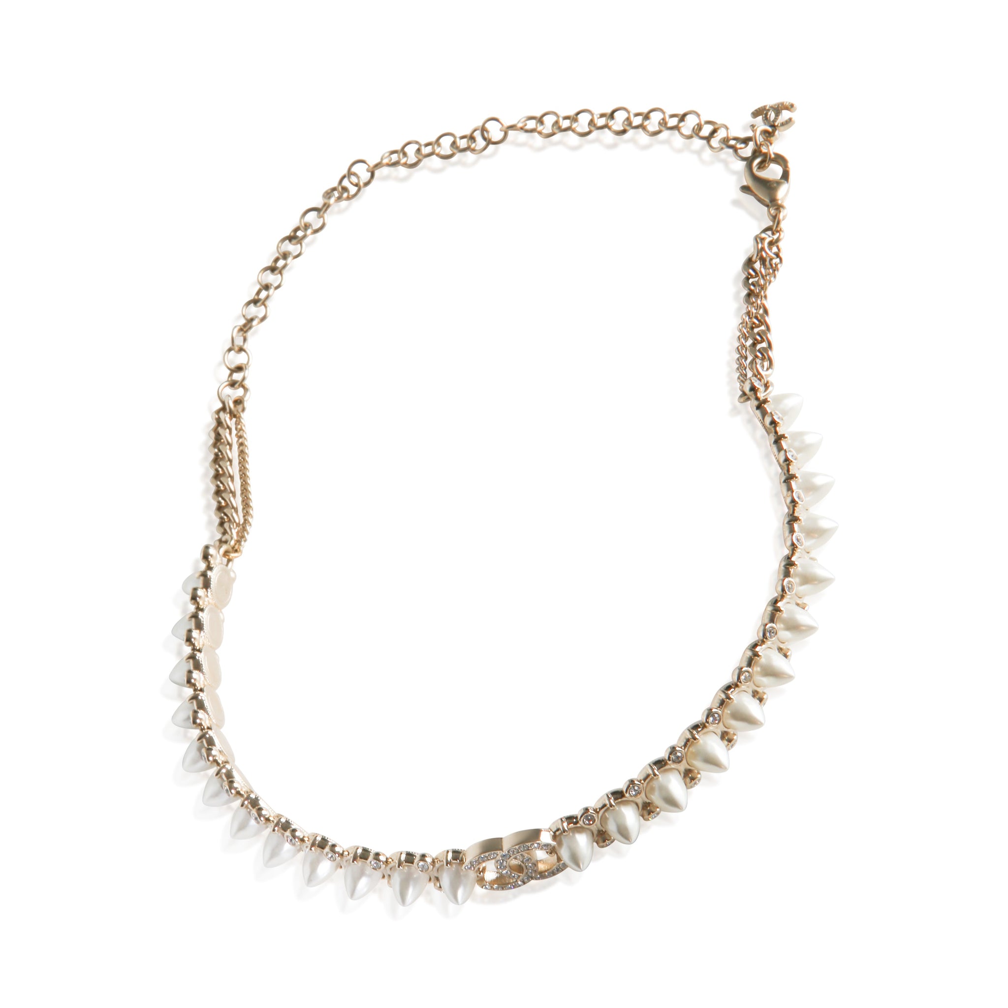 Gold-Plated 2022 Faux Pearl Studded Necklace