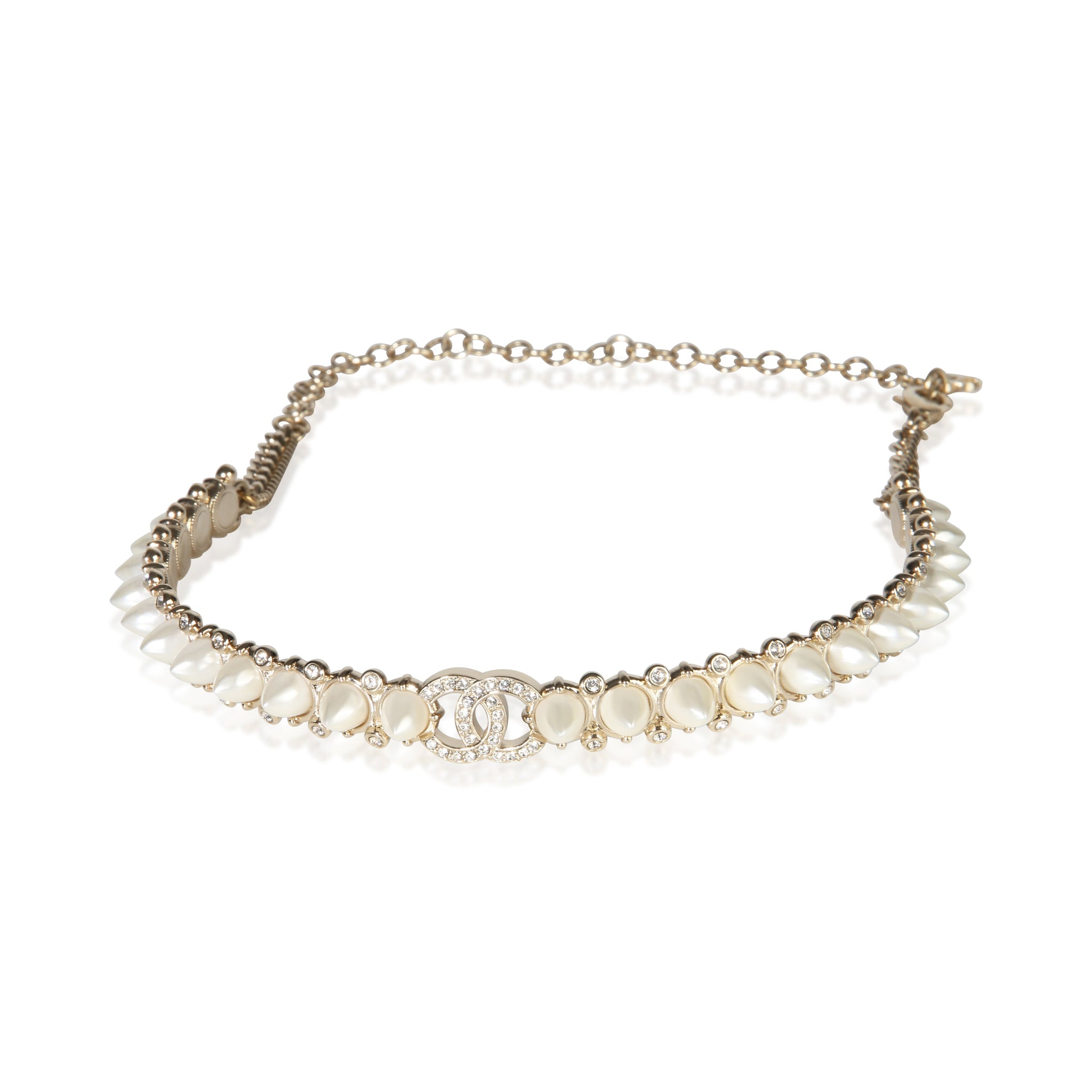 Gold-Plated 2022 Faux Pearl Studded Necklace