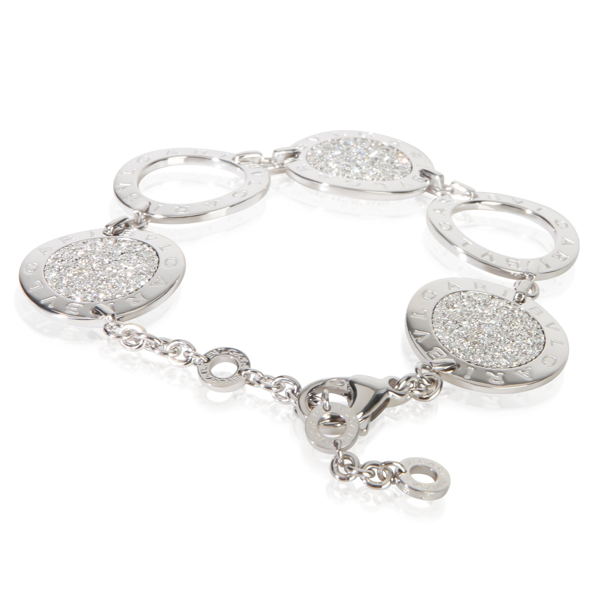 White Gold Diamond Bvlgari Circle Station Bracelet