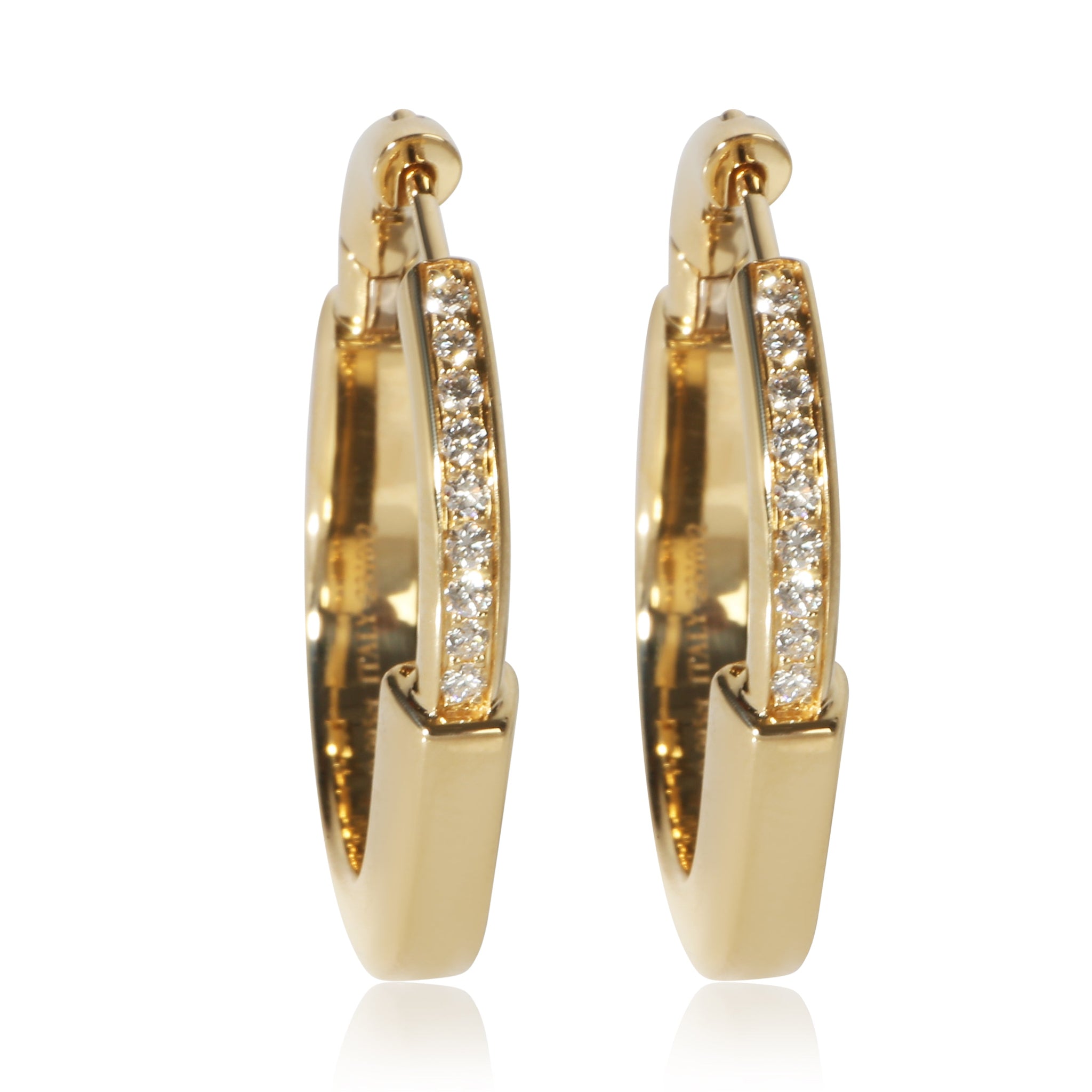 Yellow Gold Diamond Medium Model Lock Earrings