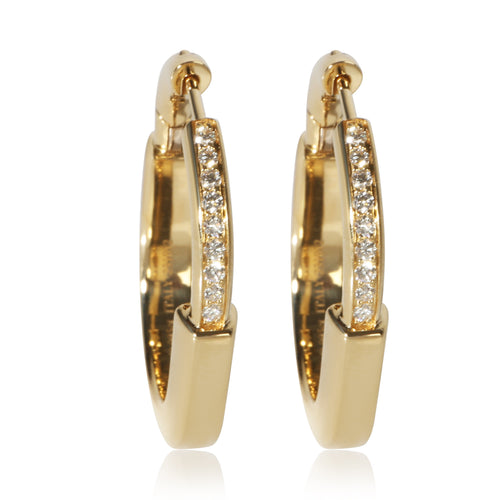 Yellow Gold Diamond Medium Model Lock Earrings