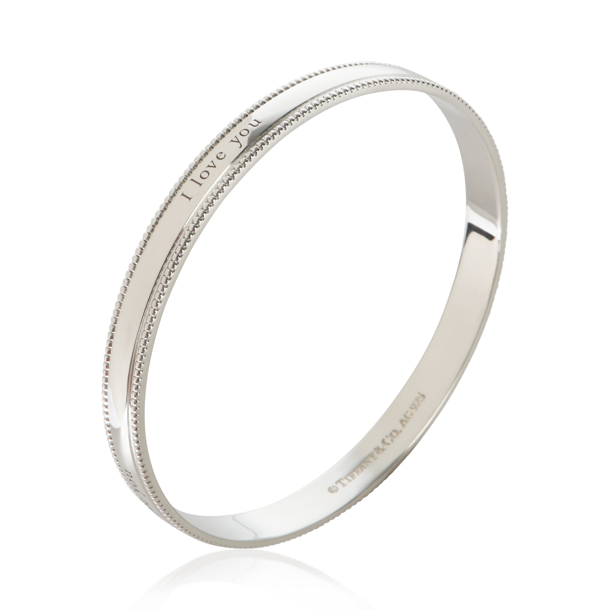 Sterling Silver I Love You Bangle Bracelet
