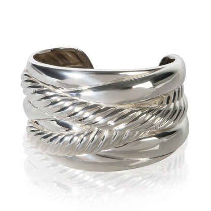 Sterling Silver Wide Crossover Bracelet