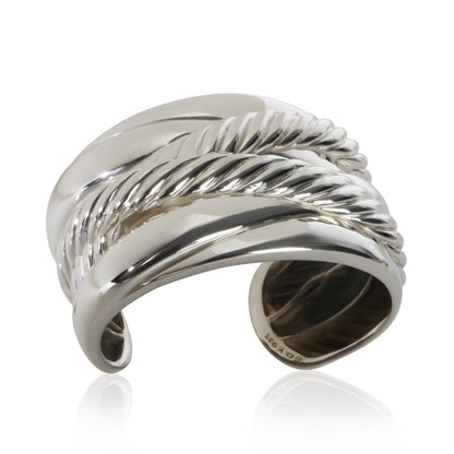 Sterling Silver Wide Crossover Bracelet