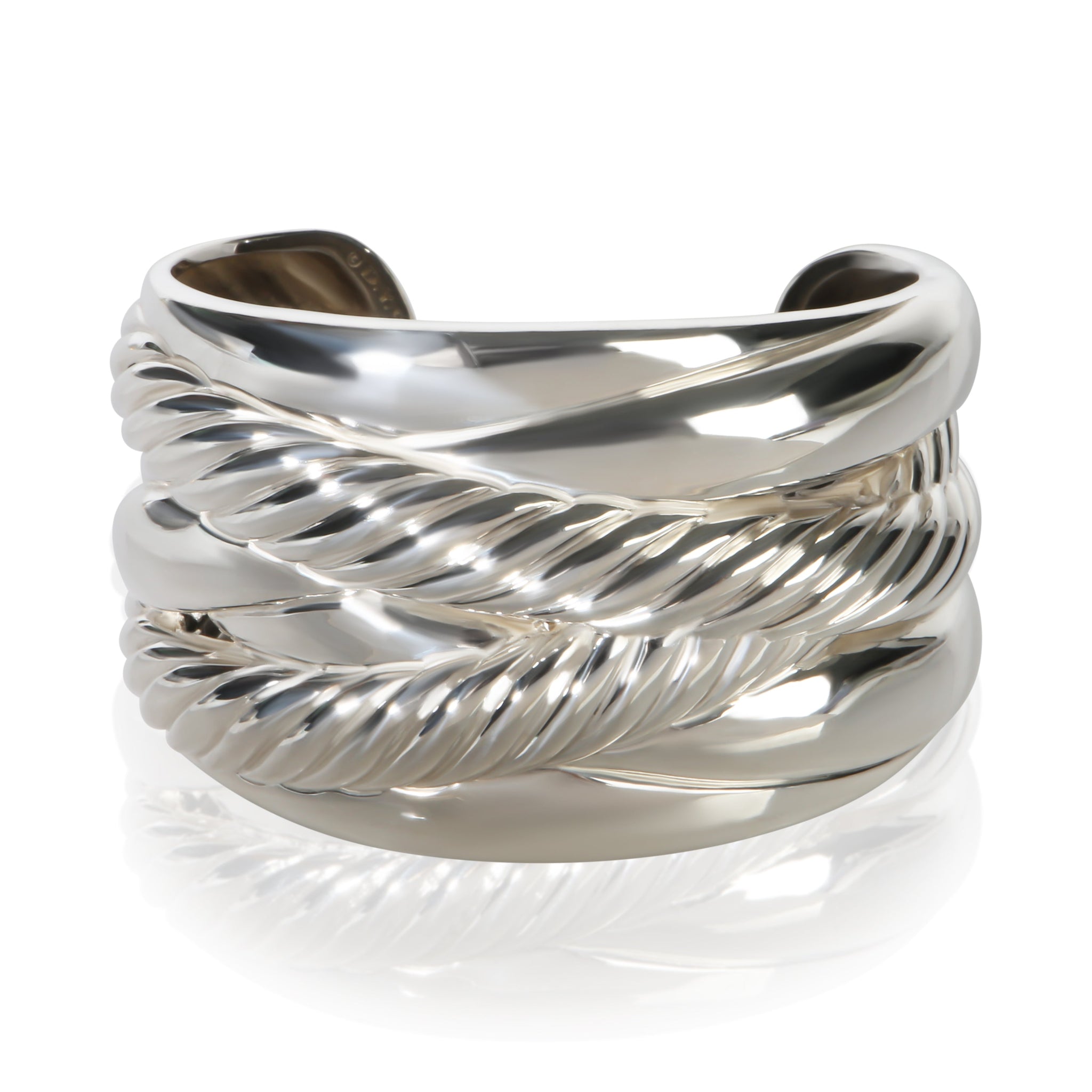 Sterling Silver Wide Crossover Bracelet