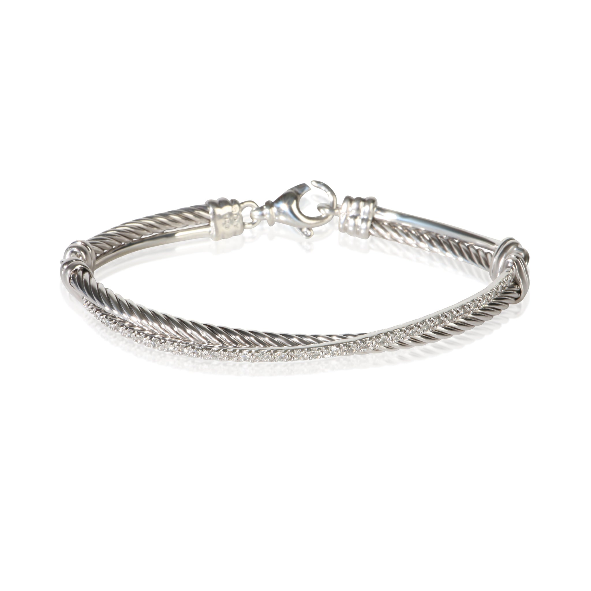 Sterling Silver Diamond Crossover Bracelet