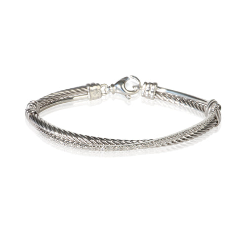 Sterling Silver Diamond Crossover Bracelet