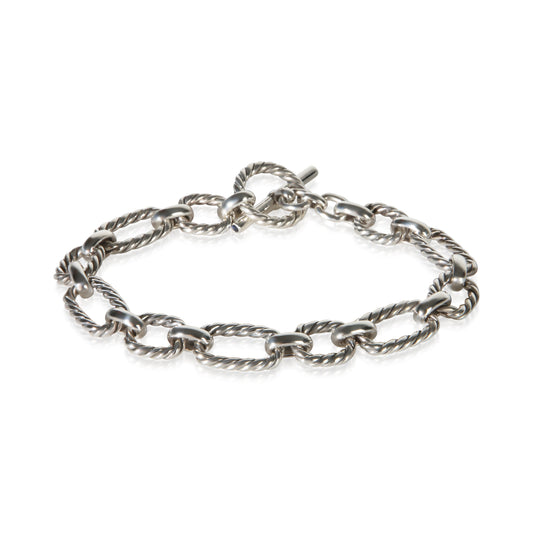 Sterling Silver Square Cushion Link Toggle Bracelet