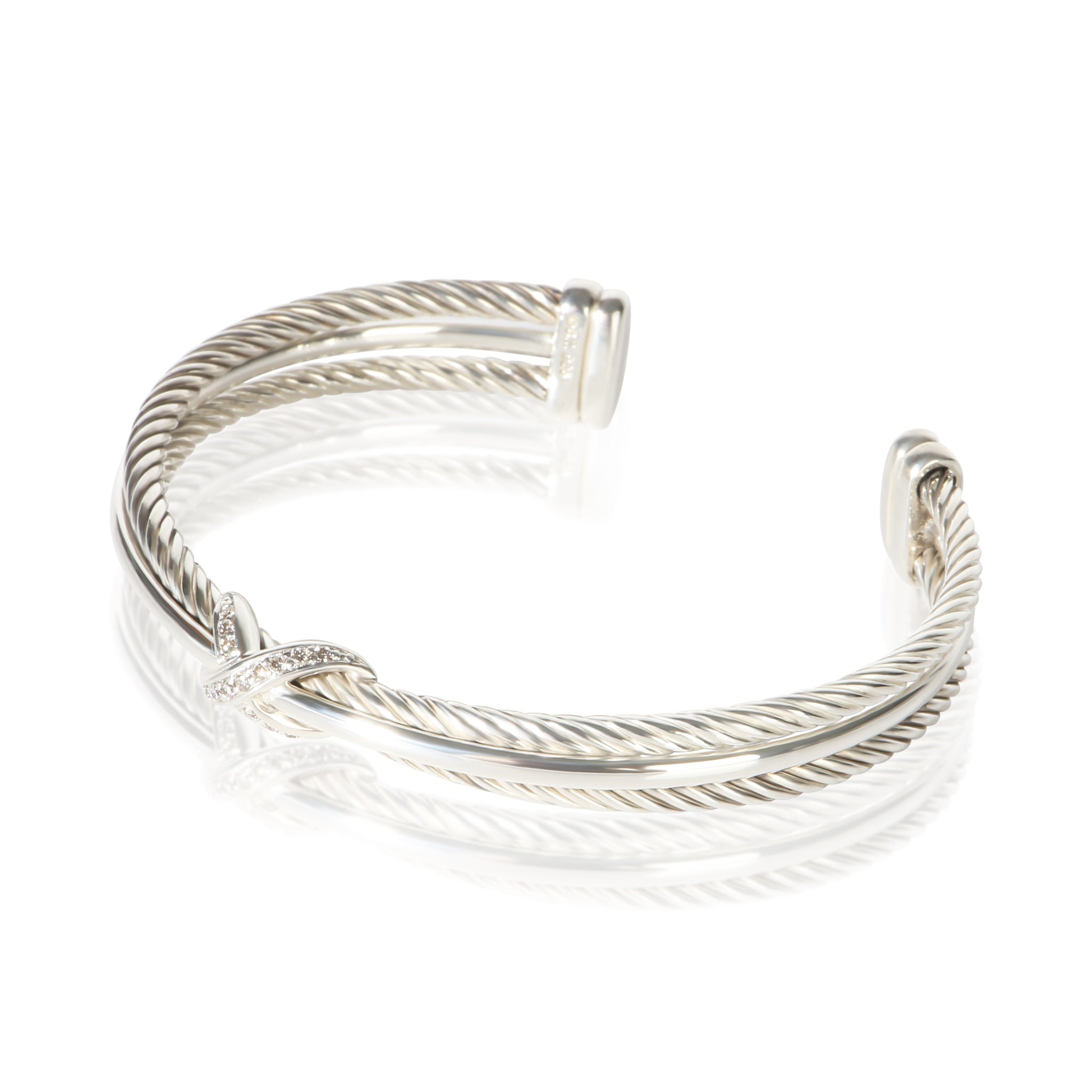 Sterling Silver Diamond Crossover X Bracelet