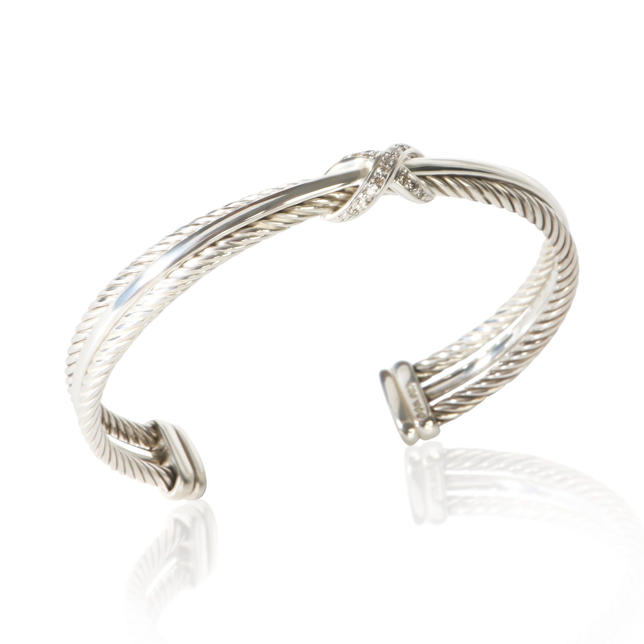 Sterling Silver Diamond Crossover X Bracelet