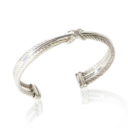 Sterling Silver Diamond Crossover X Bracelet