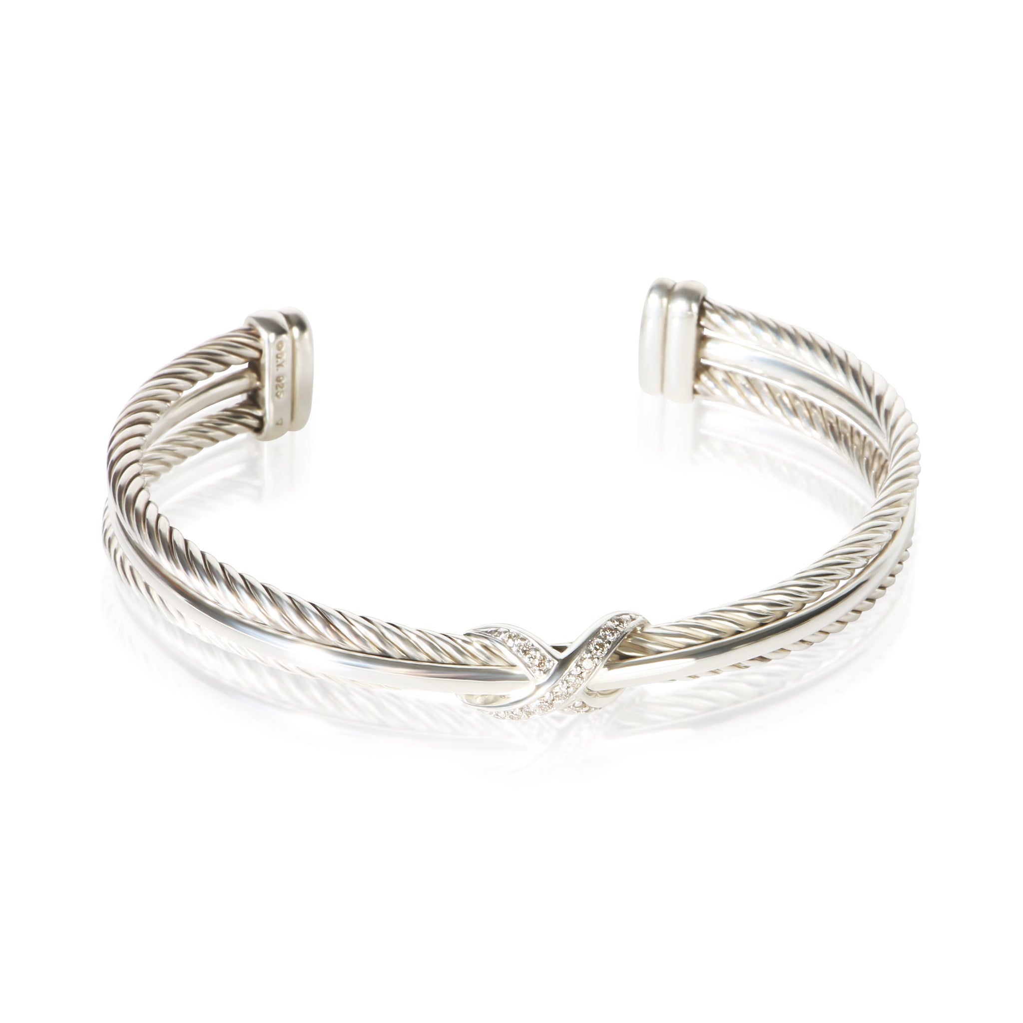 Sterling Silver Diamond Crossover X Bracelet