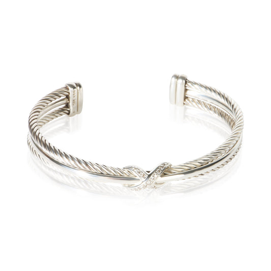 Sterling Silver Diamond Crossover X Bracelet