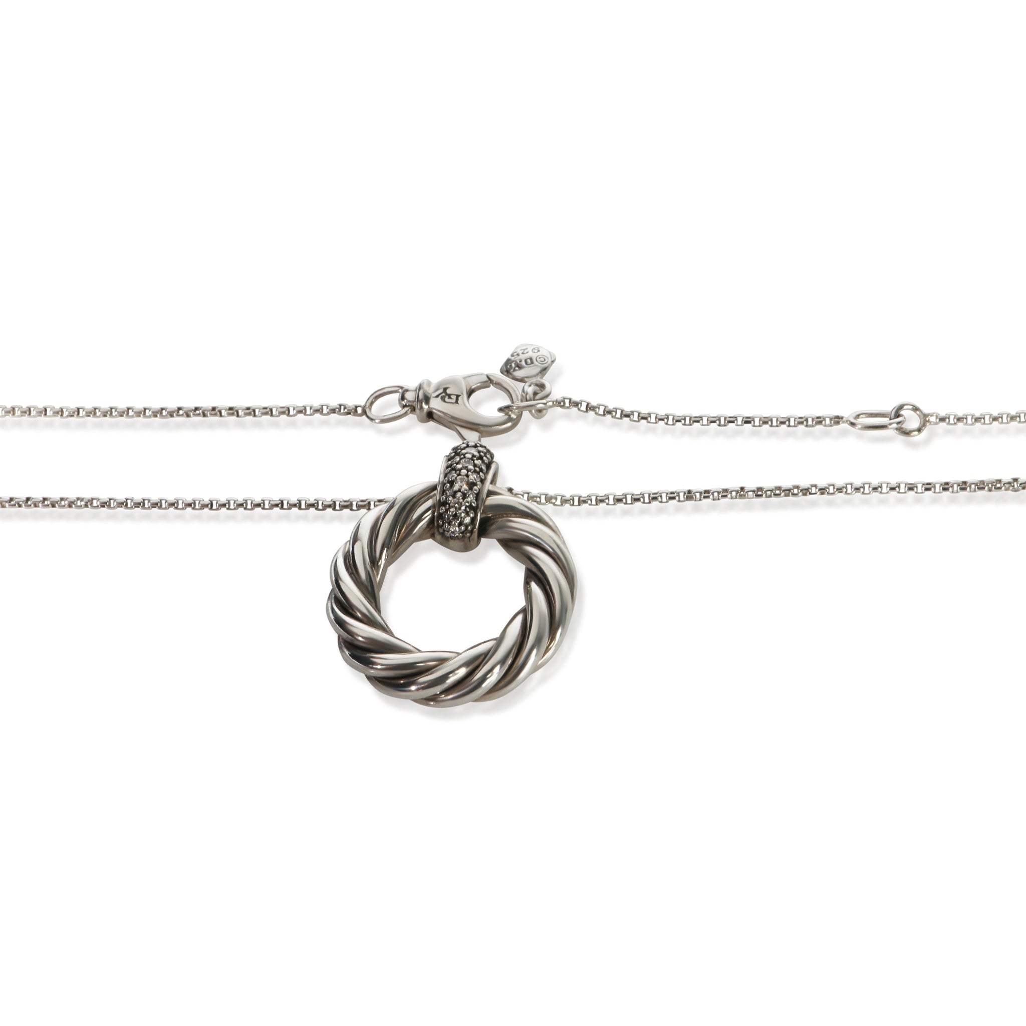 Sterling Silver Diamond Cabe Circle Pendant