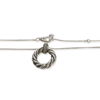 Sterling Silver Diamond Cabe Circle Pendant
