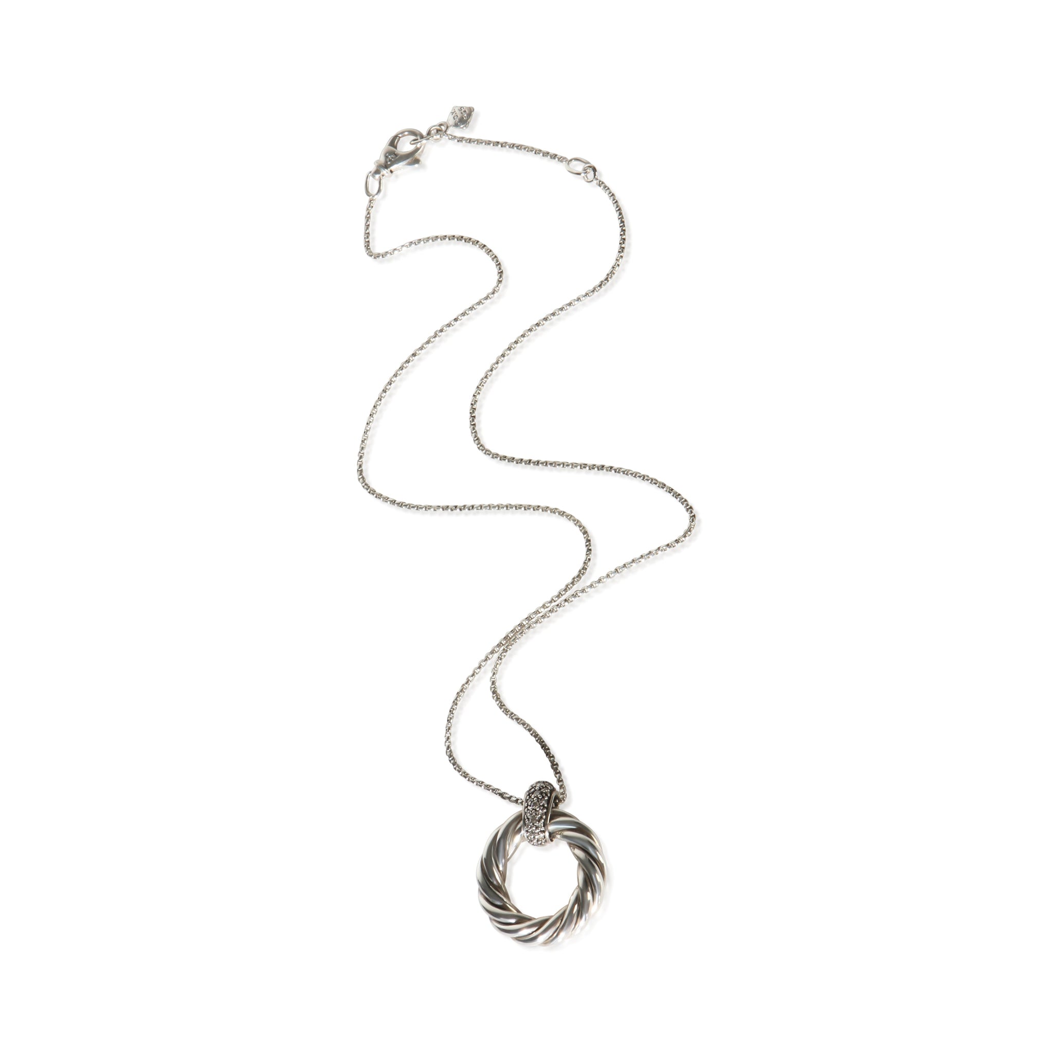 Sterling Silver Diamond Cabe Circle Pendant