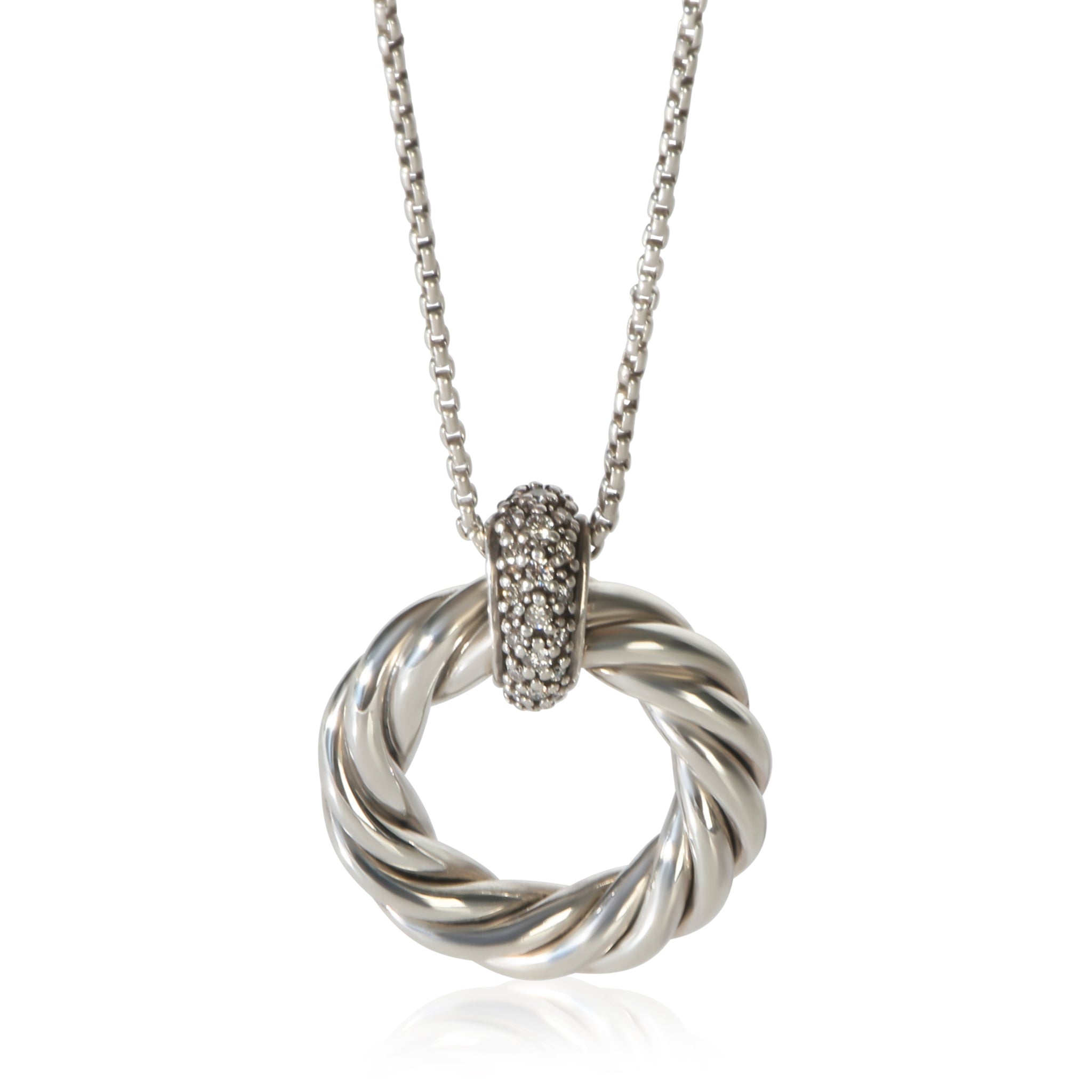 Sterling Silver Diamond Cabe Circle Pendant
