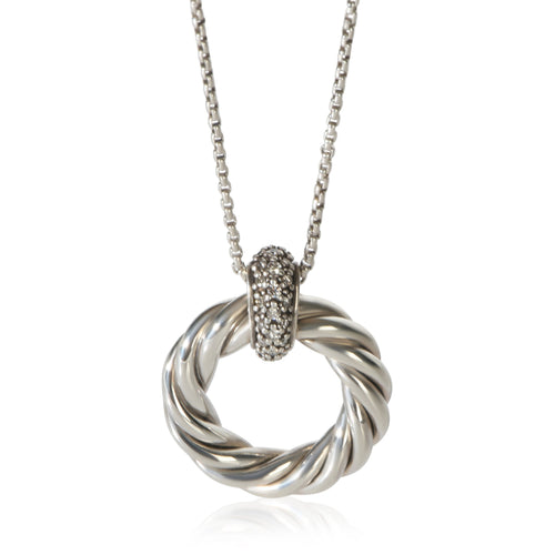 Sterling Silver Diamond Cabe Circle Pendant