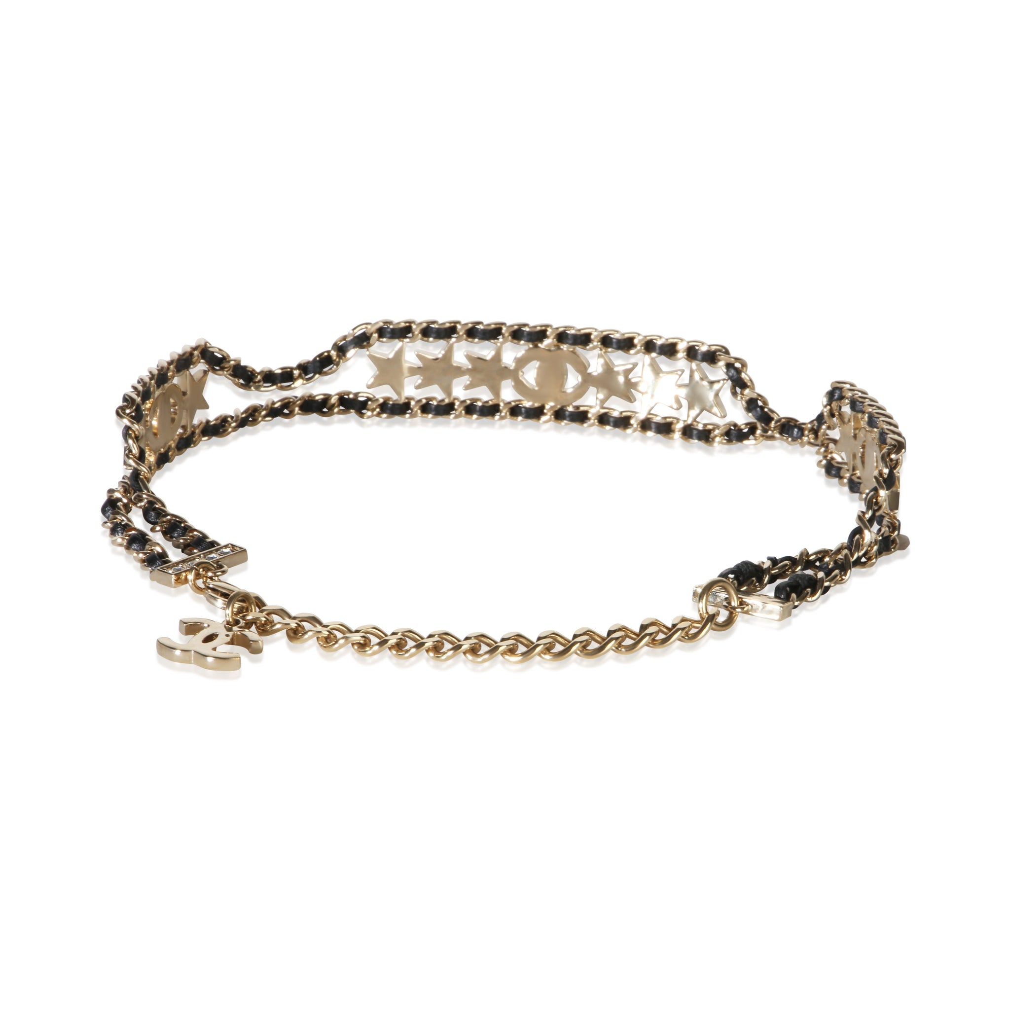 Gold-Plated 2023 Leather & Strass Choker Necklace
