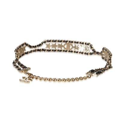 Gold-Plated 2023 Leather & Strass Choker Necklace