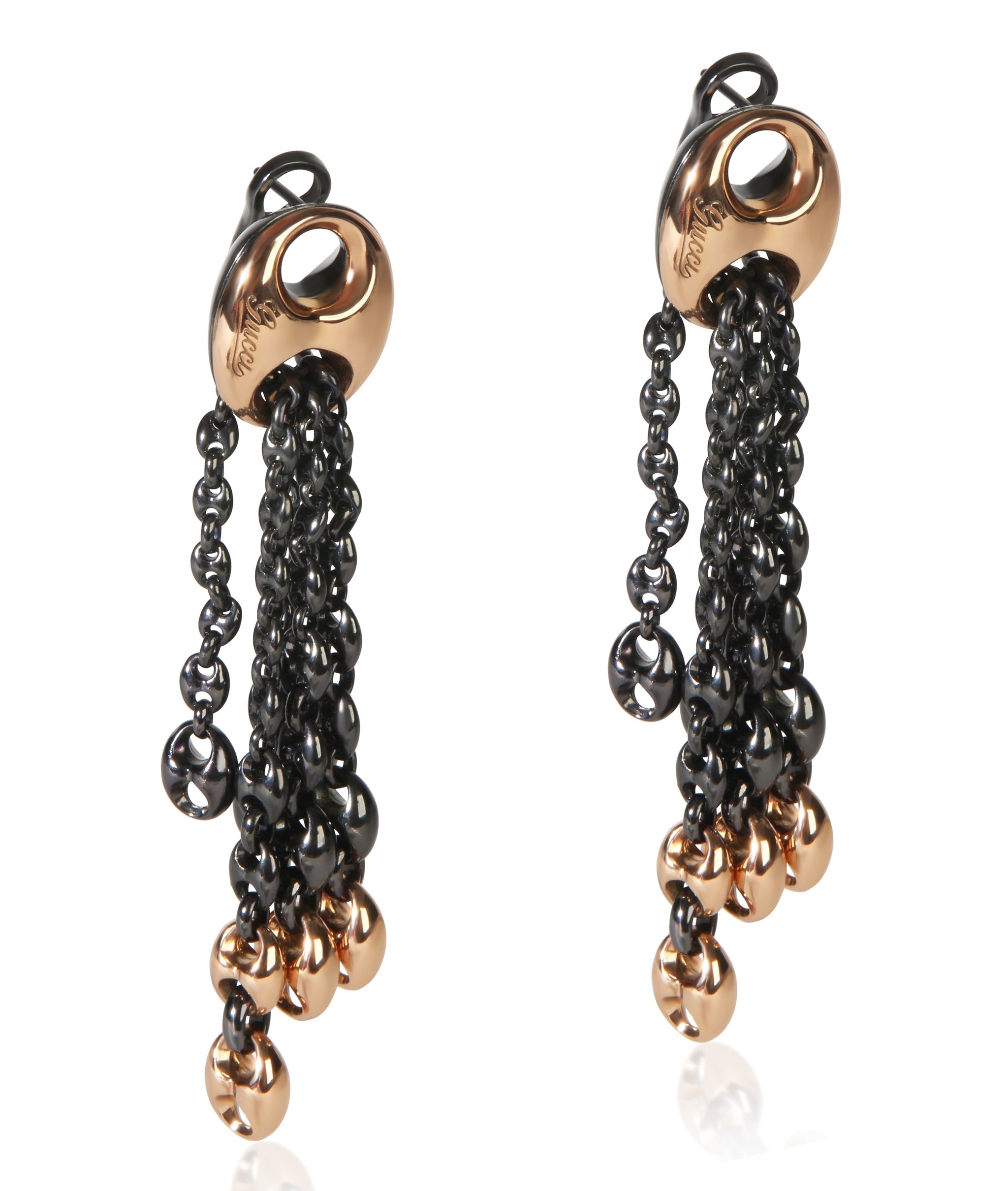 Rose Gold & Blackened Sterling Silver Mariner Link Earrings