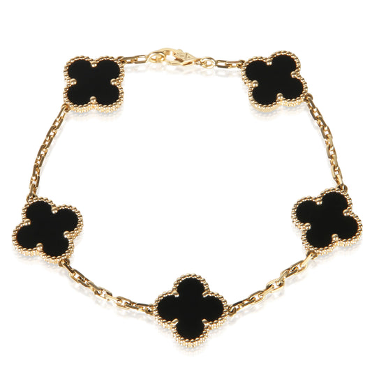 Yellow Gold Onyx Vintage Alhambra Bracelet