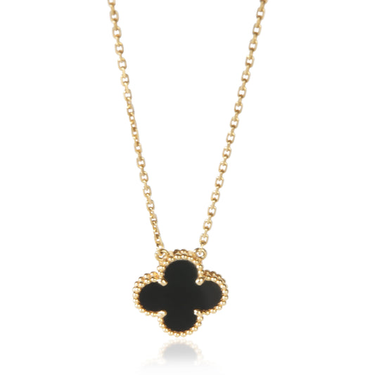 Yellow Gold Onyx Vintage Alhambra Pendant