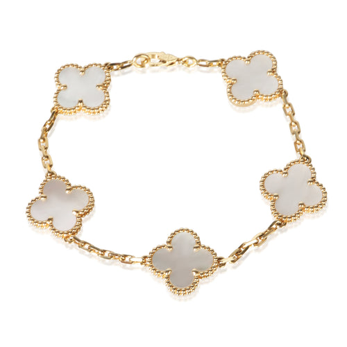 Yellow Gold Mother Of Pearl Vintage Alhambra Bracelet