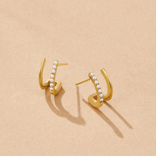 18K Gold & Pearl Claw Earrings