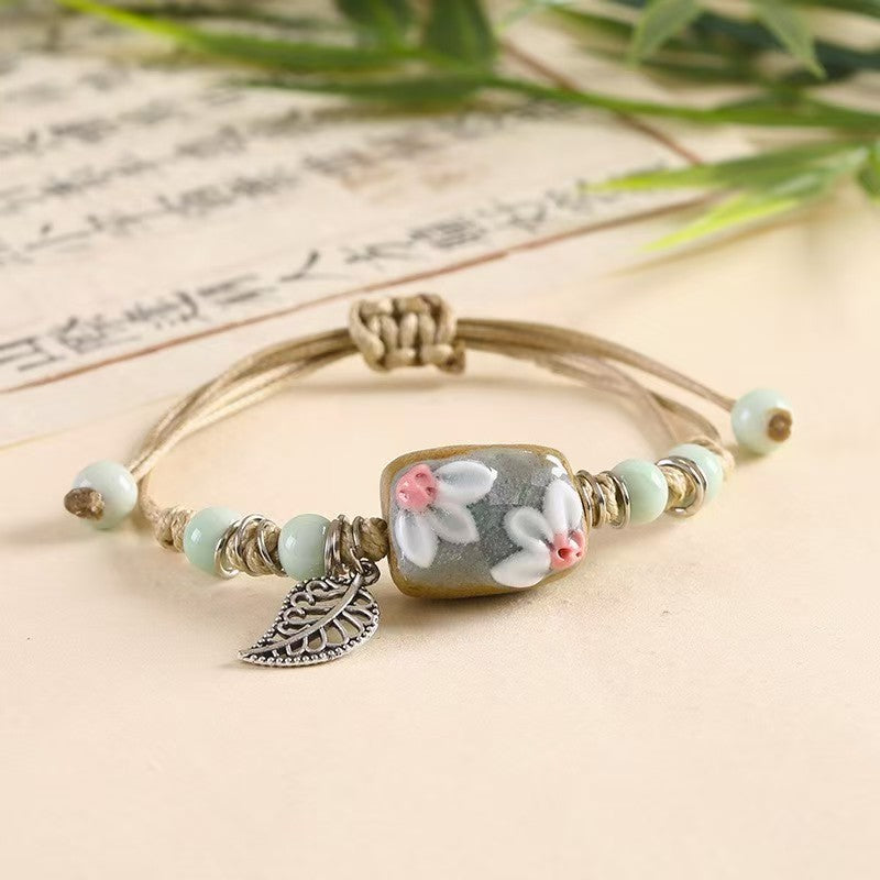 Broken Bridge Handmade Bracelet Ceramic Flower Small Jewelry Street Stall Supply Popular Fashion Bracelet Women's Jewelry