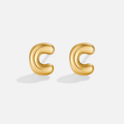 Gold Bubble Letter Earrings