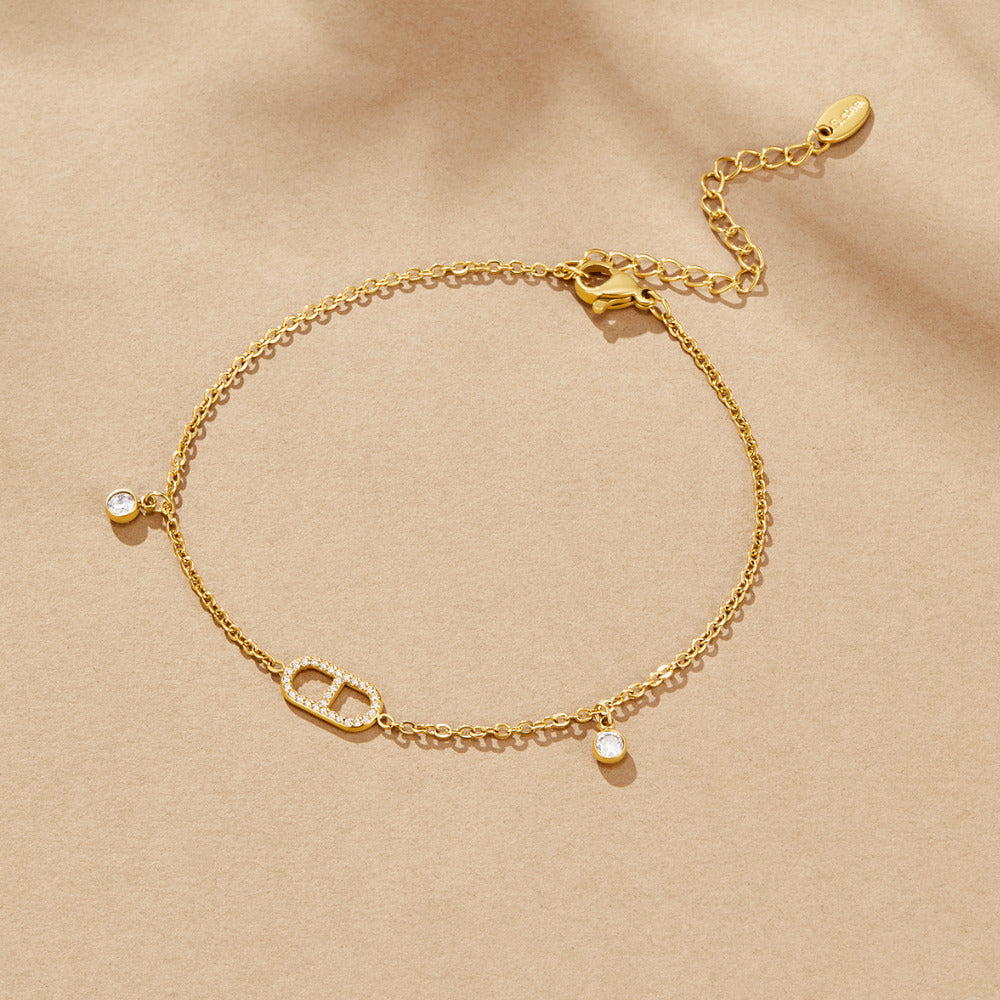 Eliza Gold Crystal Anklet