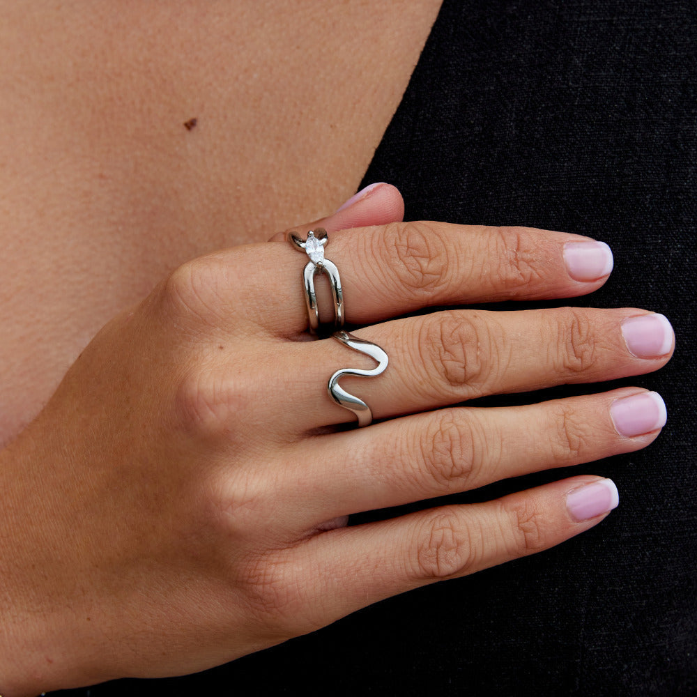 Eliza Silver Link Chain Ring