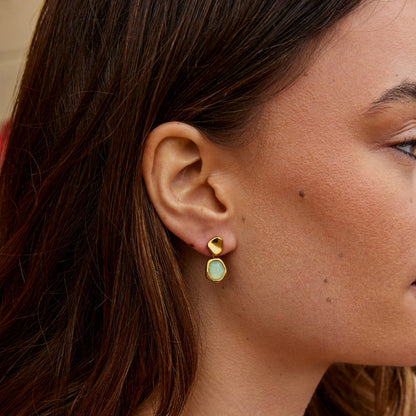 Gold Aquamarine Drop Earrings