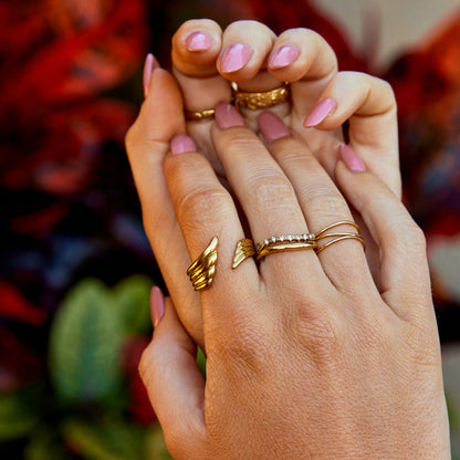 Golden Angel Wing Wrap Ring