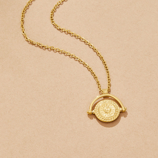 Golden Sun Coin Necklace
