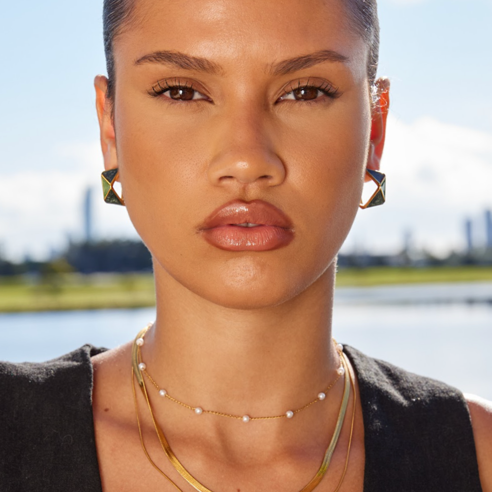 Green Atlantis Hoop Earrings