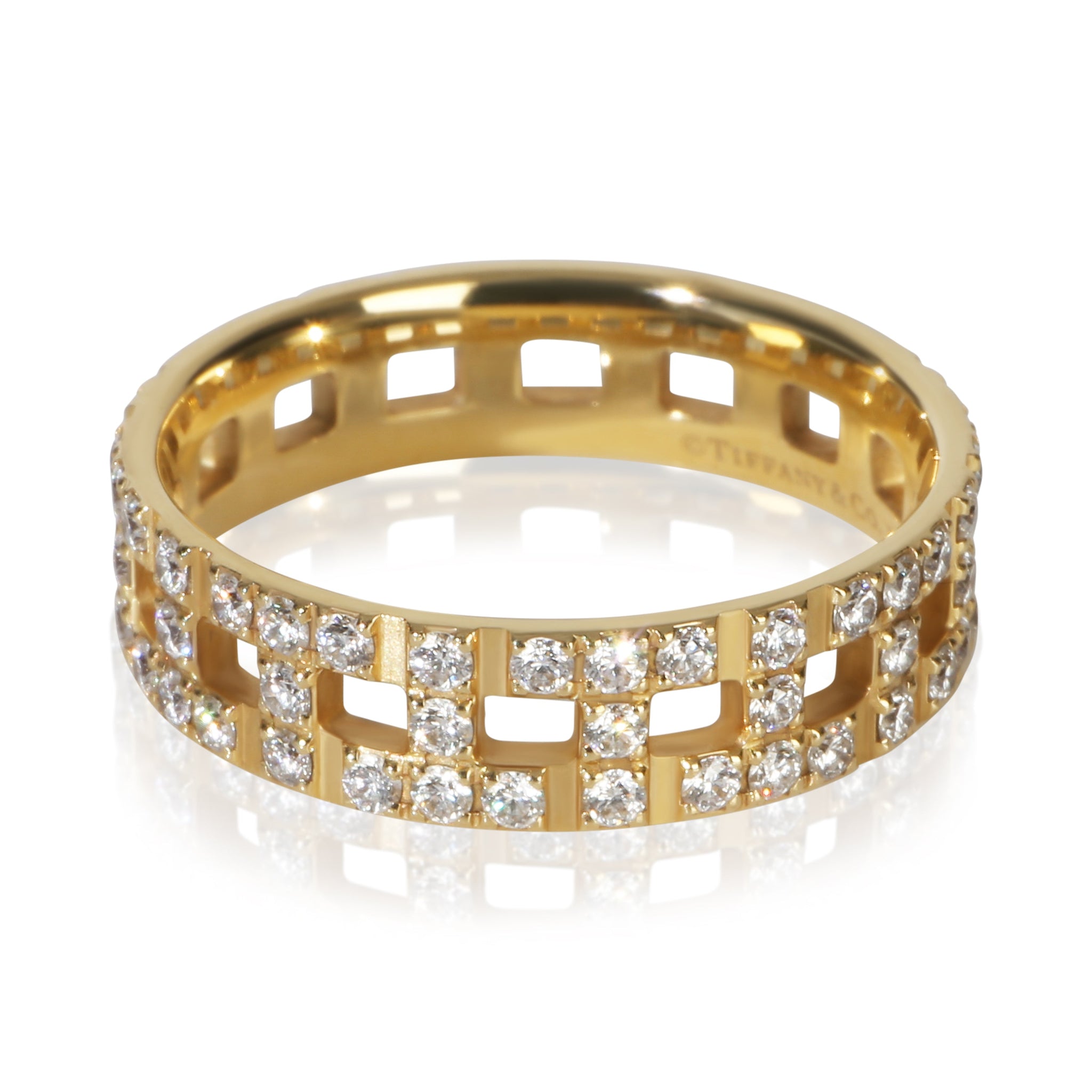 Yellow Gold Diamond Tiffany T Wide Ring