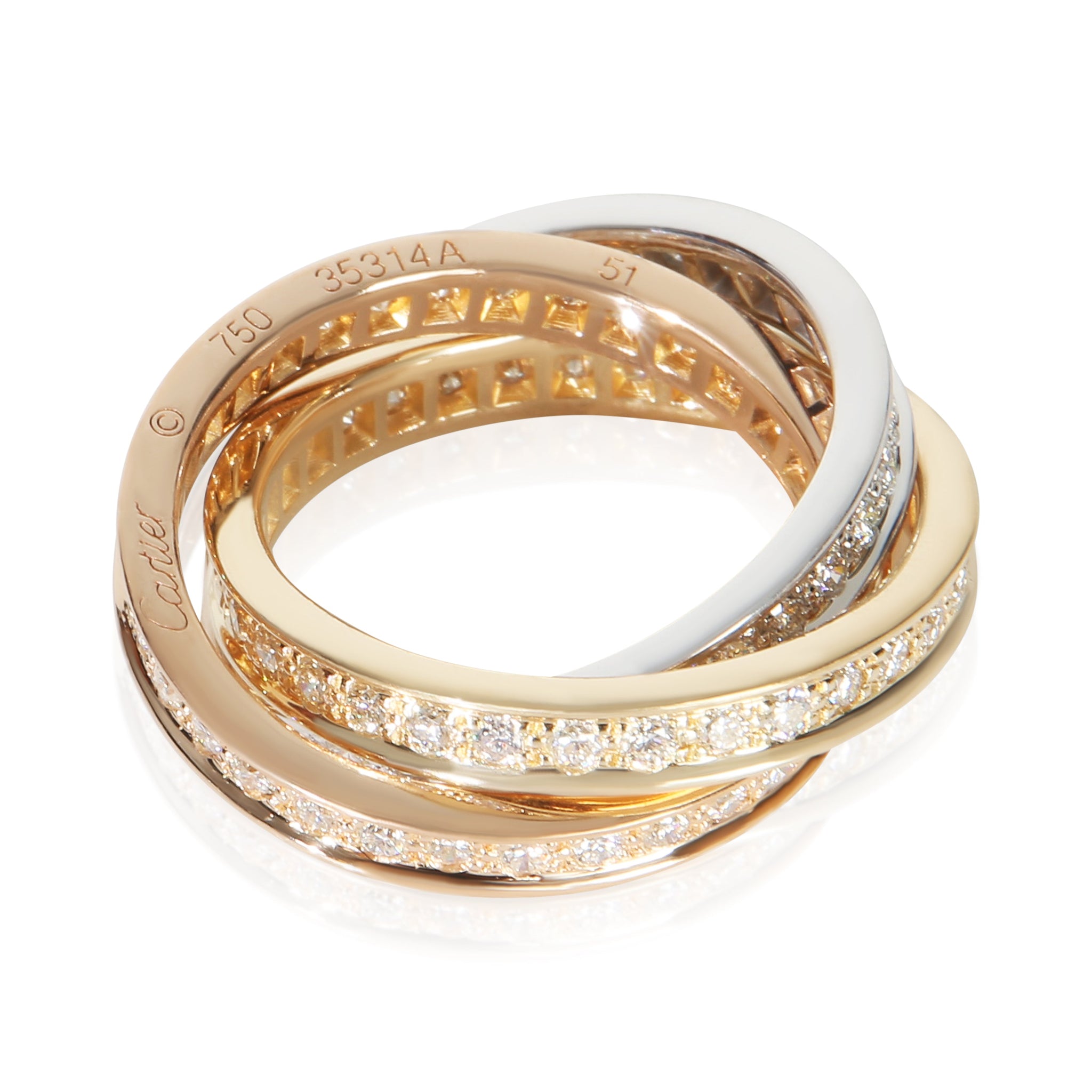 3-Tone Gold Diamond Trinity Ring