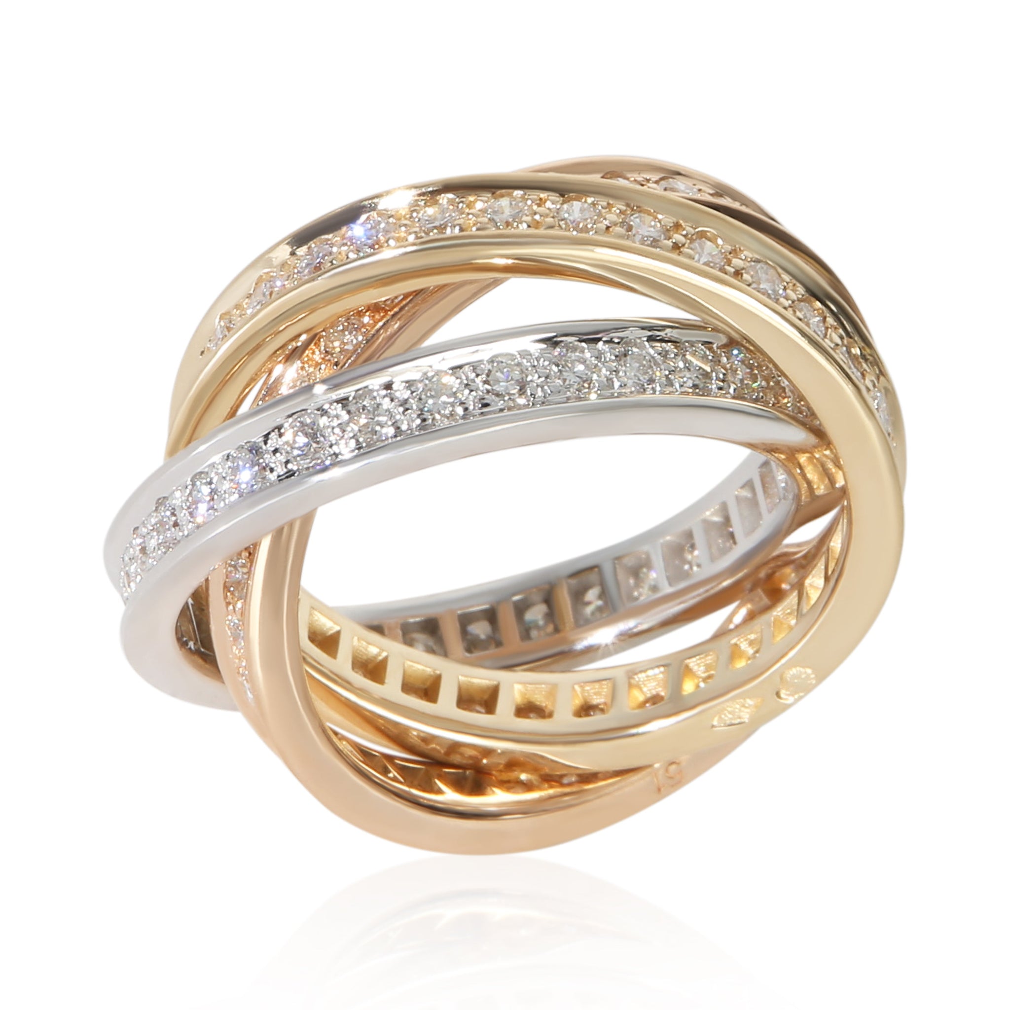 3-Tone Gold Diamond Trinity Ring