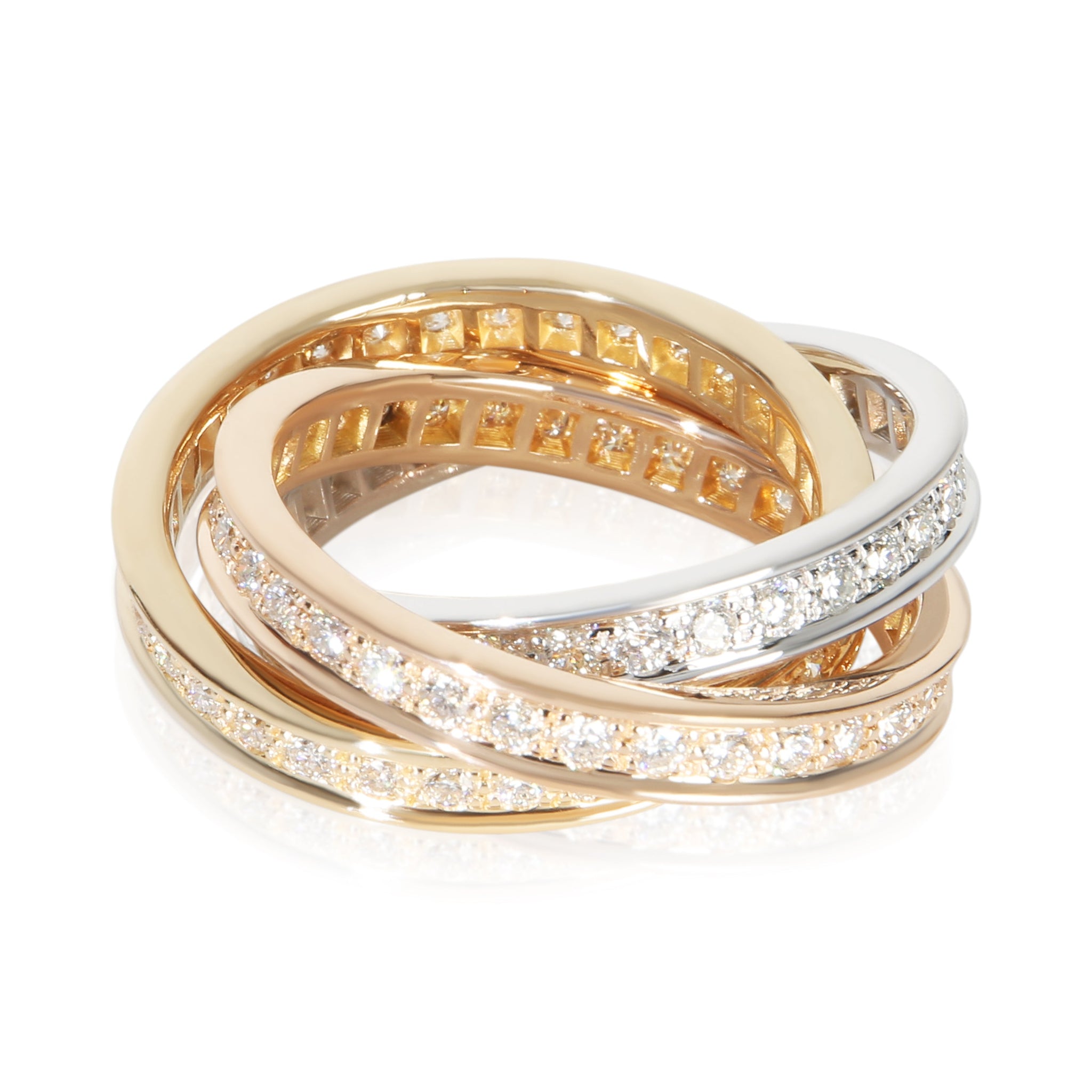 3-Tone Gold Diamond Trinity Ring