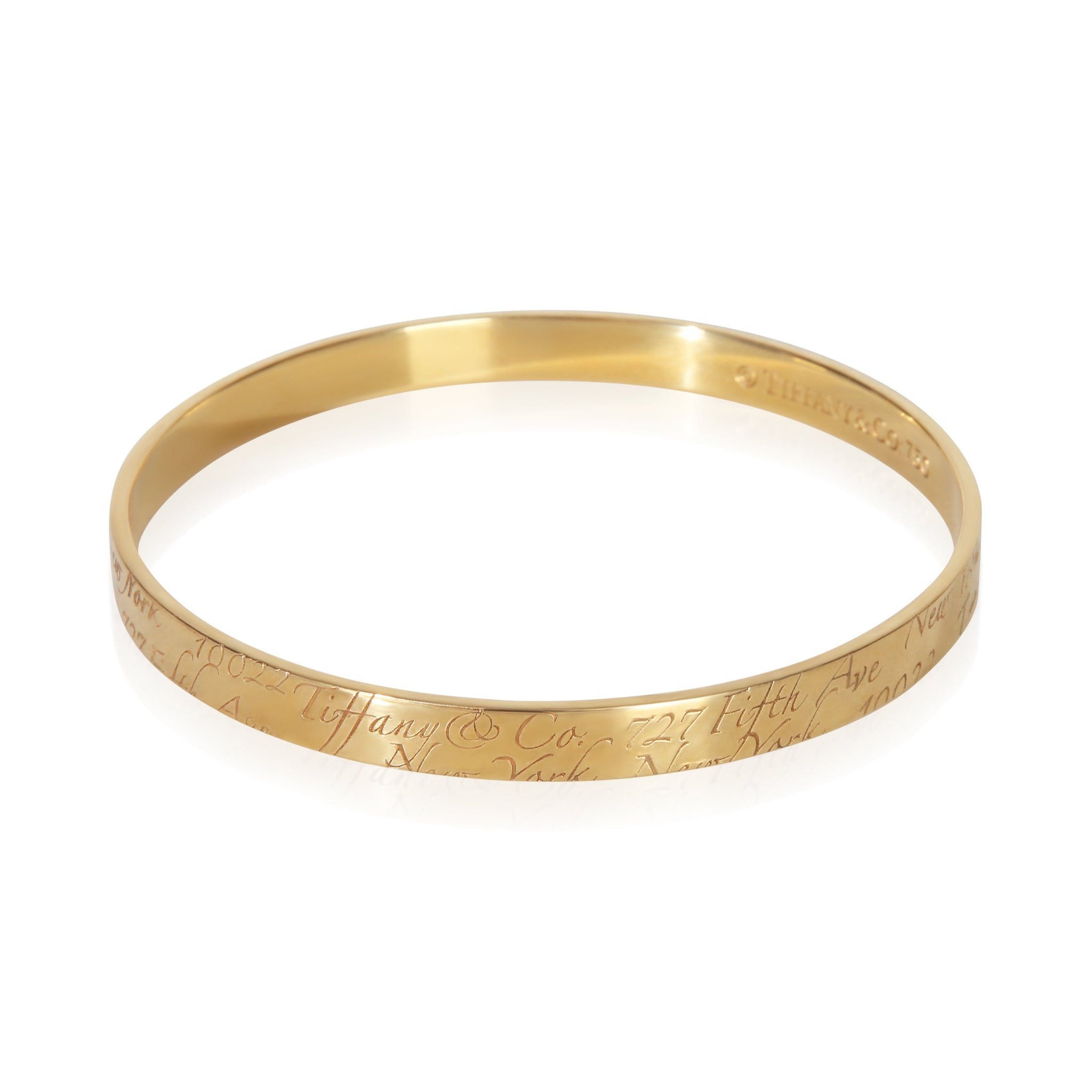 Yellow Gold Notes Bangle Bracelet