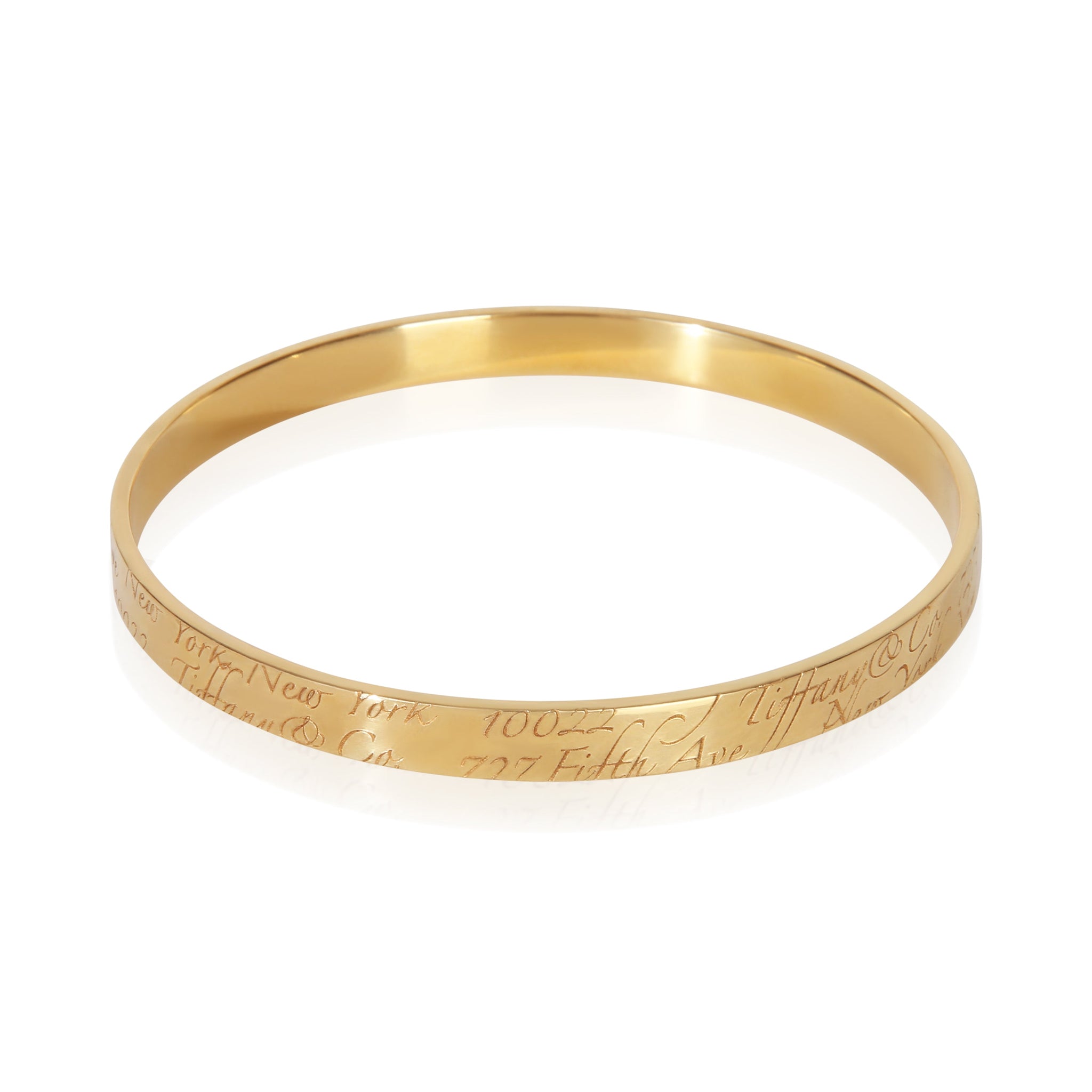 Yellow Gold Notes Bangle Bracelet
