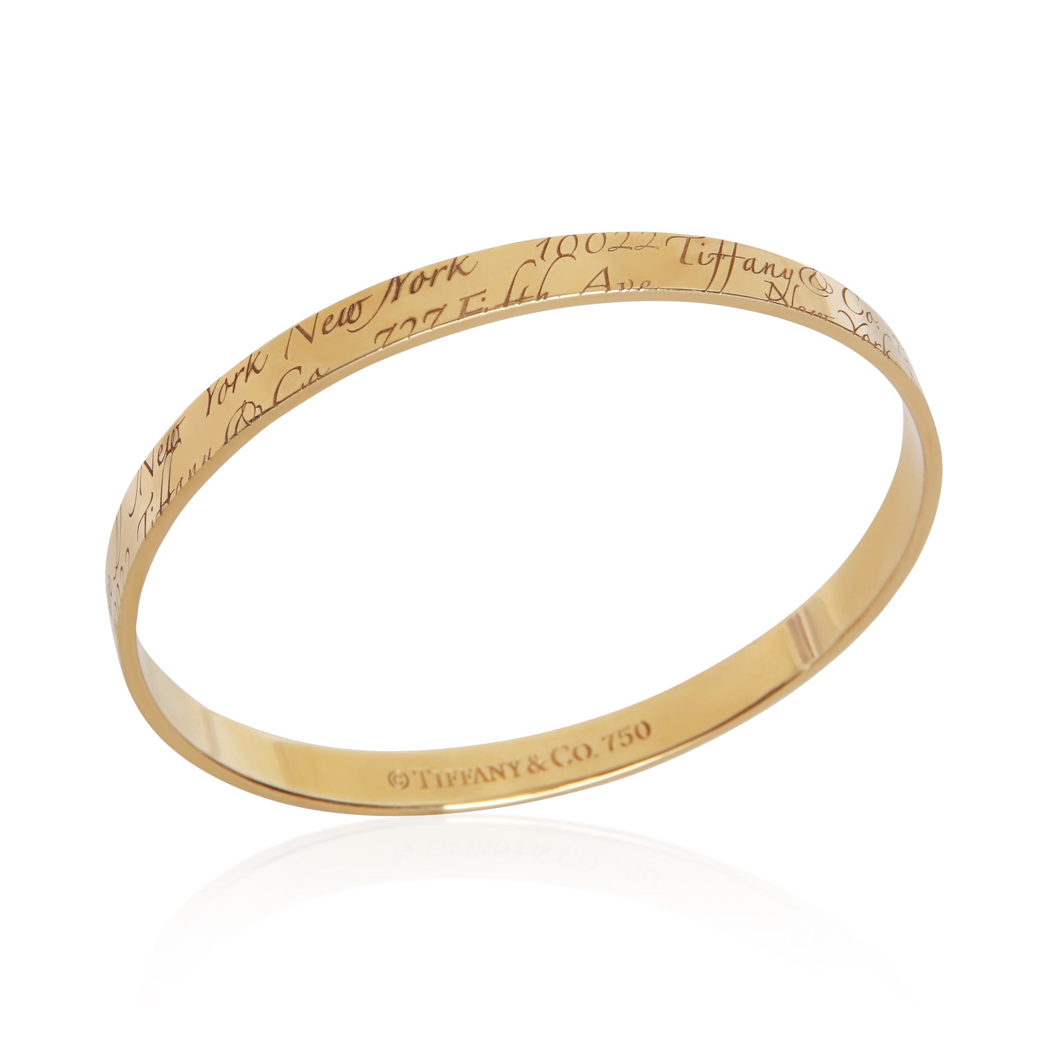 Yellow Gold Notes Bangle Bracelet