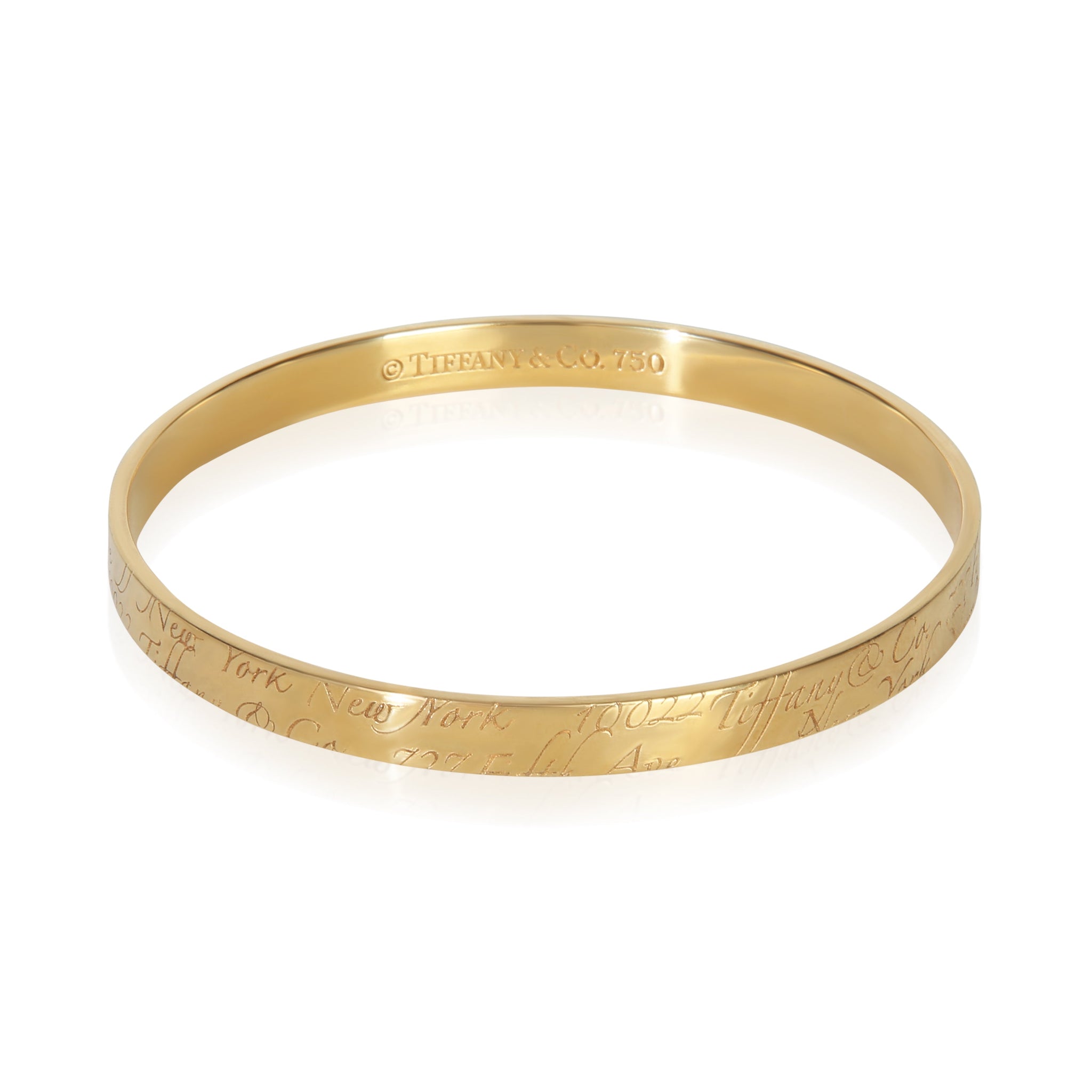 Yellow Gold Notes Bangle Bracelet